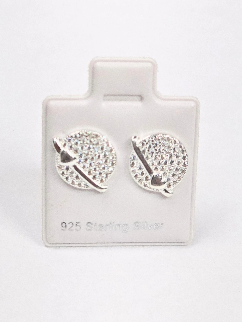 Saturn Planet Stud Earrings 925 Sterling Silver CZ Celestial Space 13.5mm